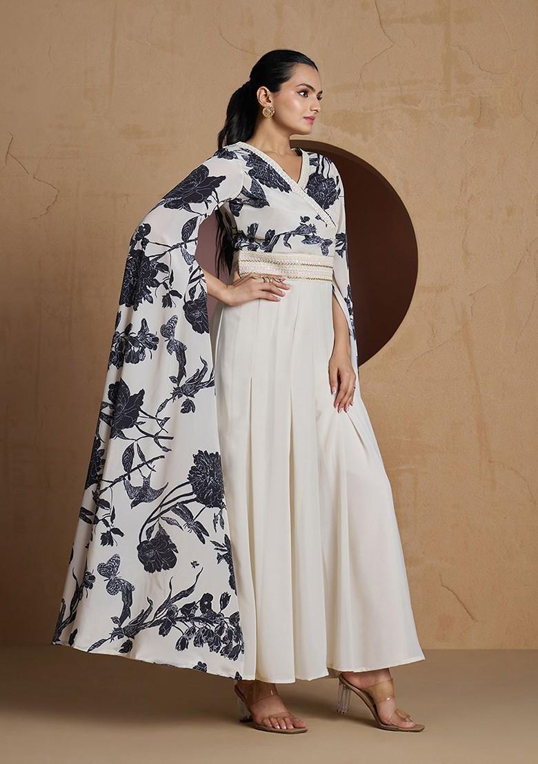 White Printed Poly Blend Jumpsuit