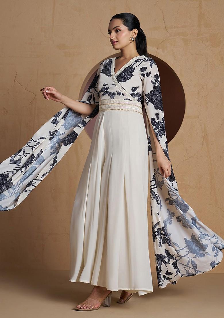 White Printed Poly Blend Jumpsuit