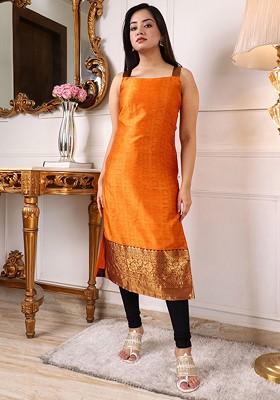 Mustard Ethnic Motifs Embroidery Poly Blend Kurta