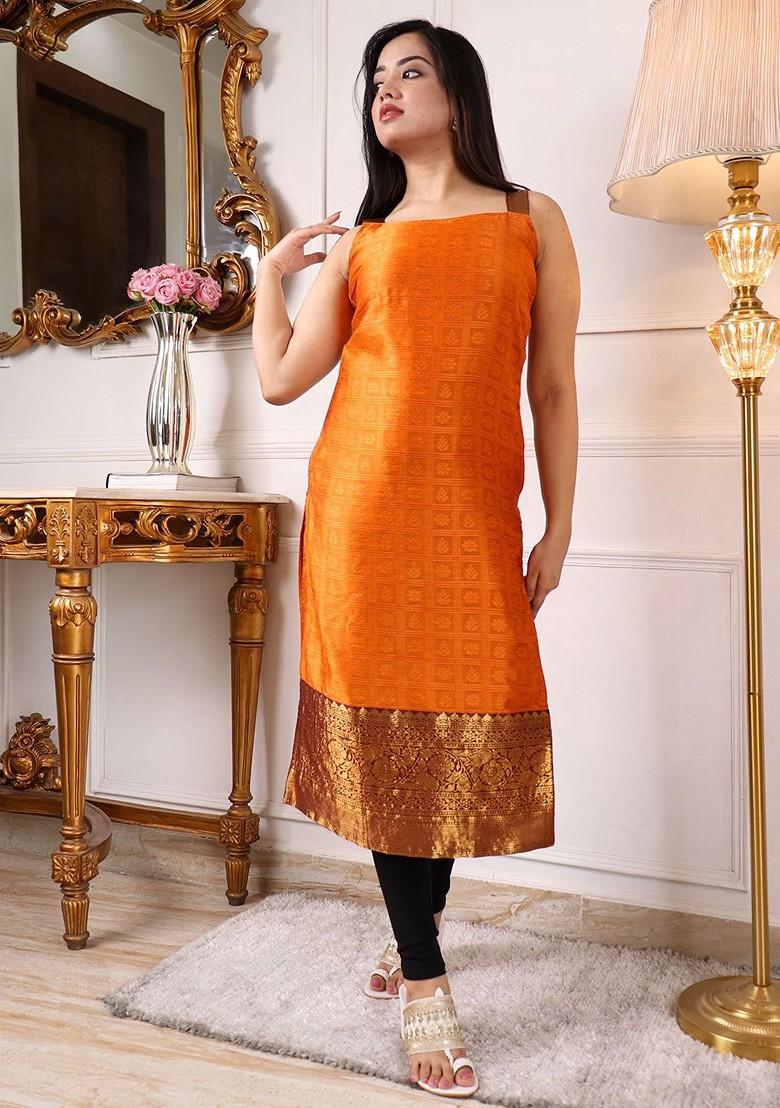 Mustard Ethnic Motifs Embroidery Poly Blend Kurta
