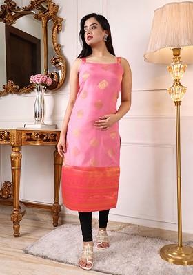 Pink Woven Poly Blend Kurta