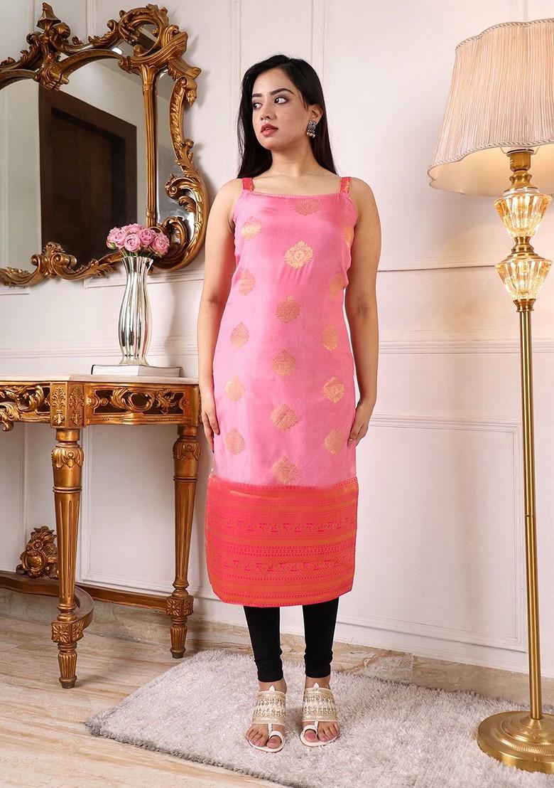 Pink Woven Poly Blend Kurta