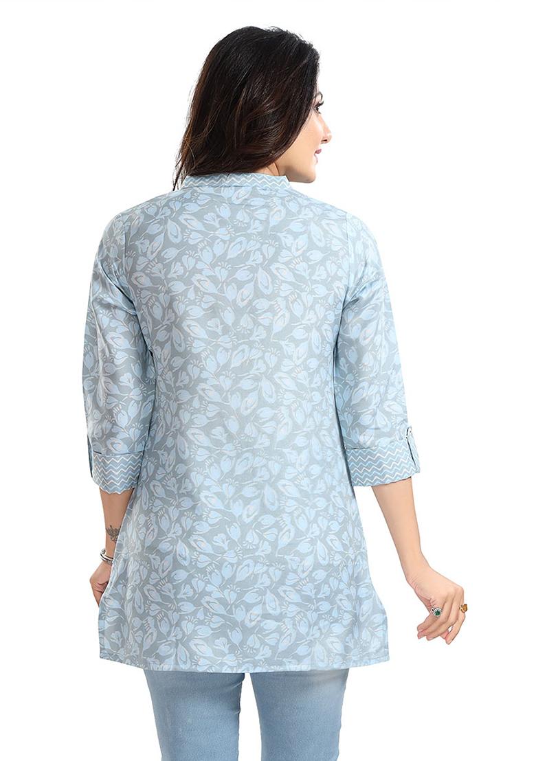 Blue Abstract Print Rayon Kurta
