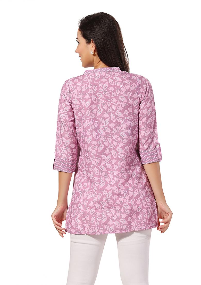 Pink Abstract Print Rayon Kurta