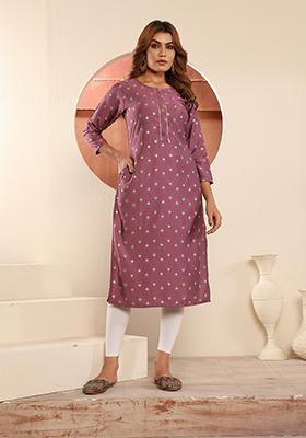 Pink Floral Print Viscose Kurta