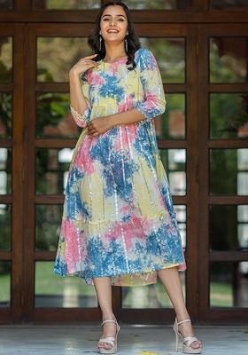 Blue Printed Cotton Kurta