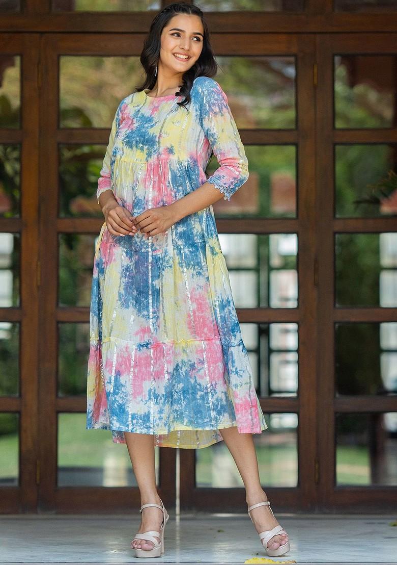 Blue Printed Cotton Kurta