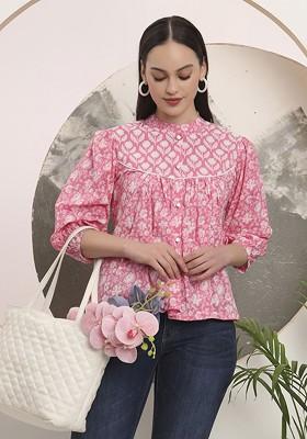 Pink Embroidered Poly Blend Top