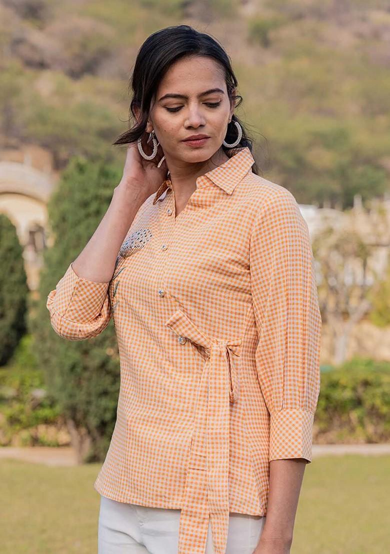 Mustard Printed Poly Blend Top