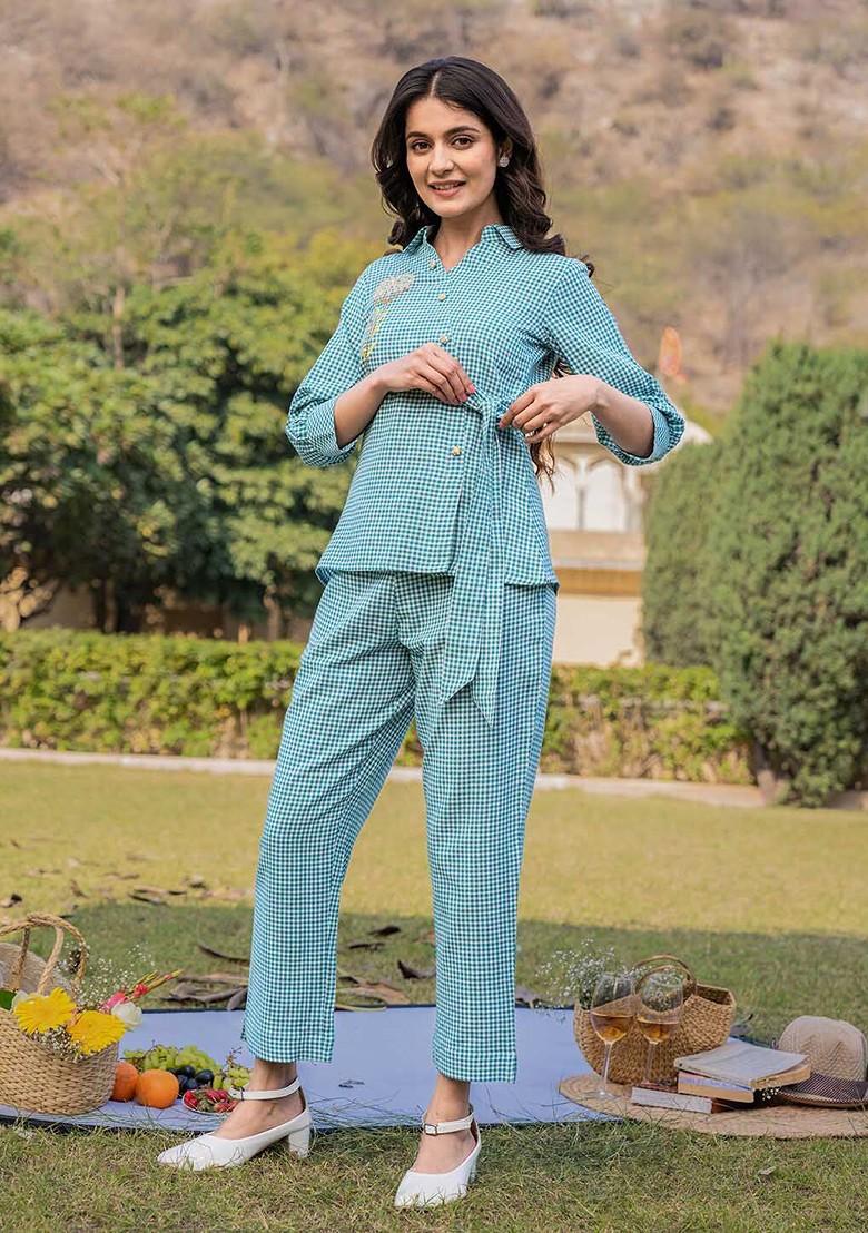 Green Checked Cotton Top