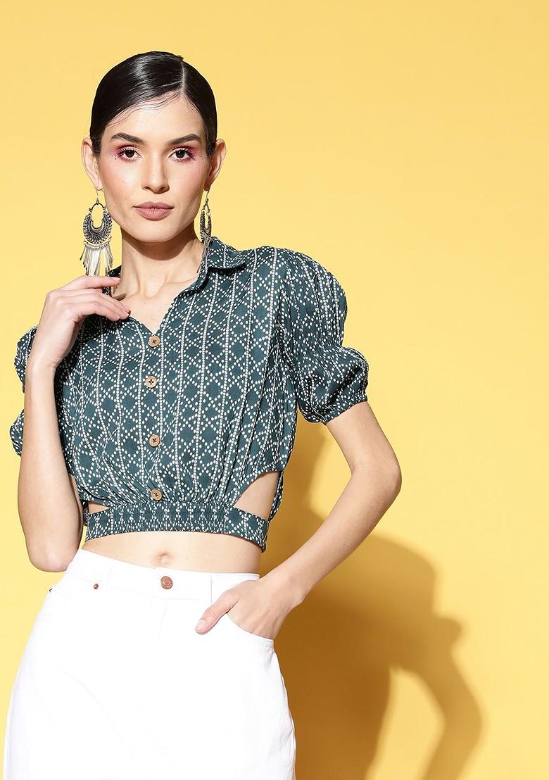 Green Printed Cotton Top