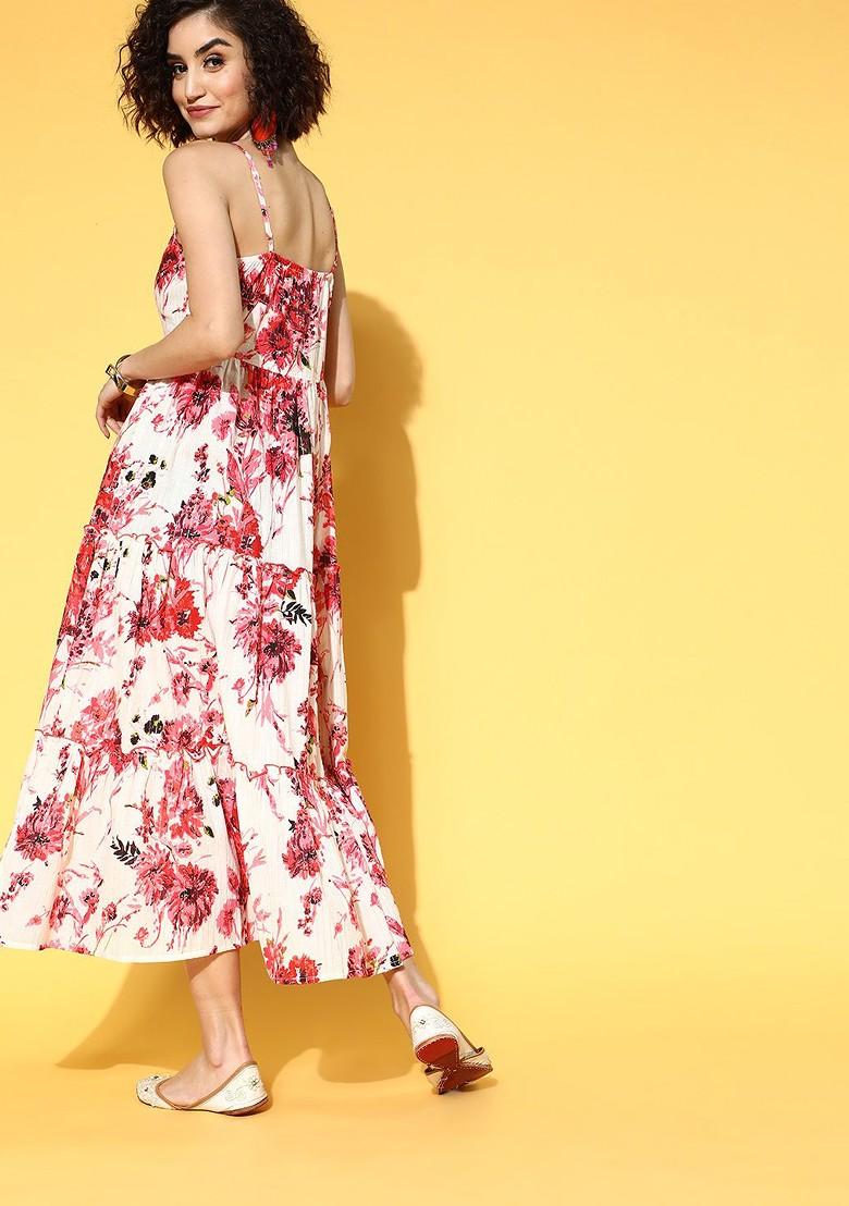 Multicolor Printed Poly Blend Anarkali Kurta