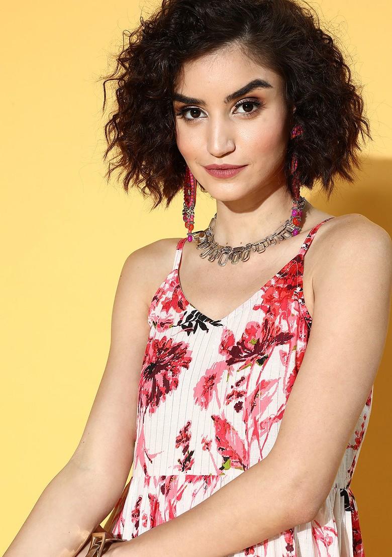 Multicolor Printed Poly Blend Anarkali Kurta