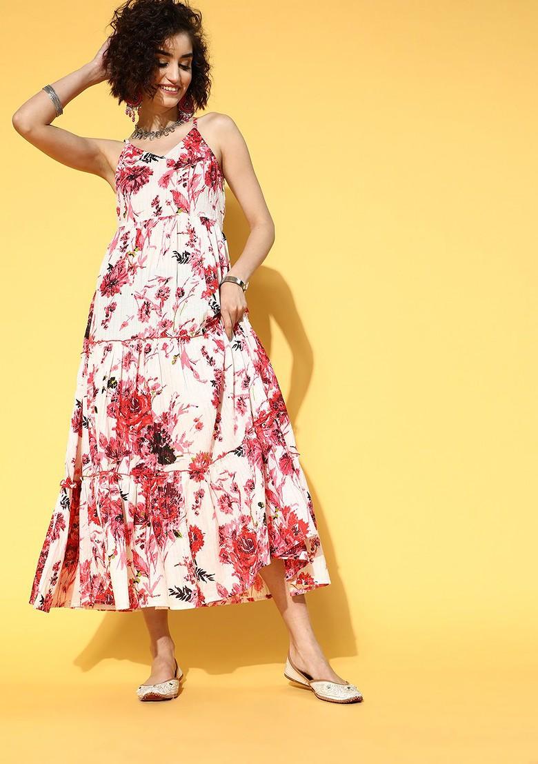 Multicolor Printed Poly Blend Anarkali Kurta