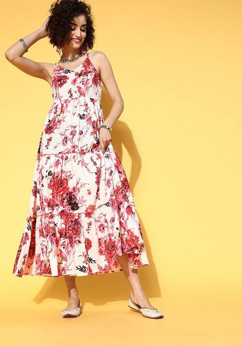 Multicolor Printed Poly Blend Anarkali Kurta