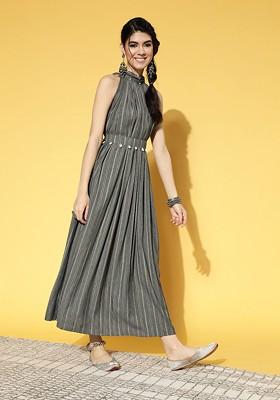 Grey Cotton Anarkali Kurta