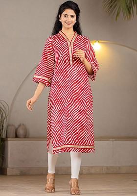 Red Poly Blend Kurta