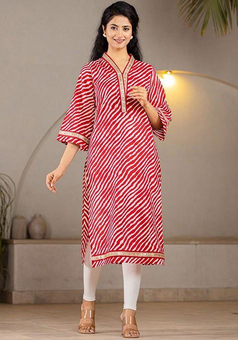 Red Poly Blend Kurta