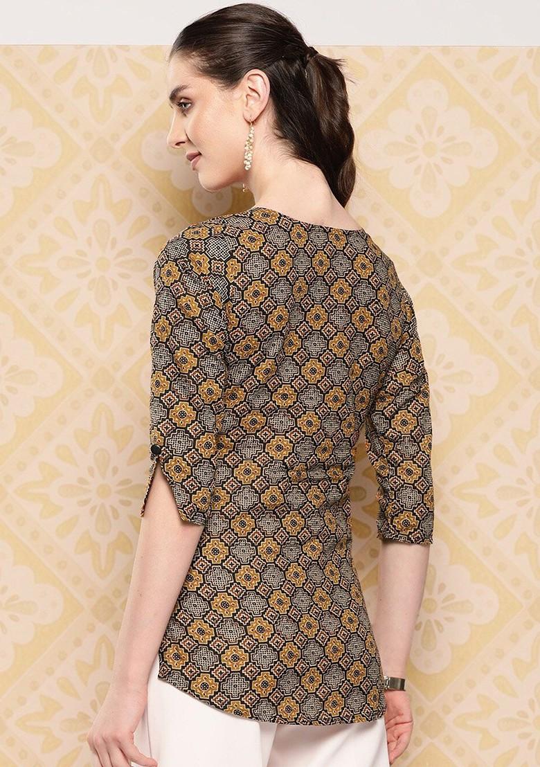 Brown Printed Cotton Top