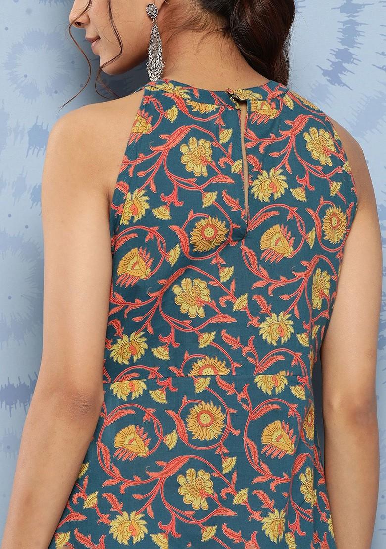 Blue Printed Cotton Kurta