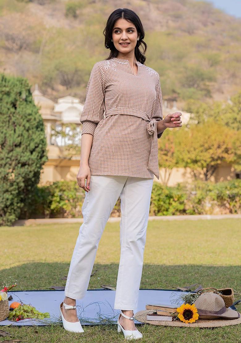 Brown Cotton Top - Indya