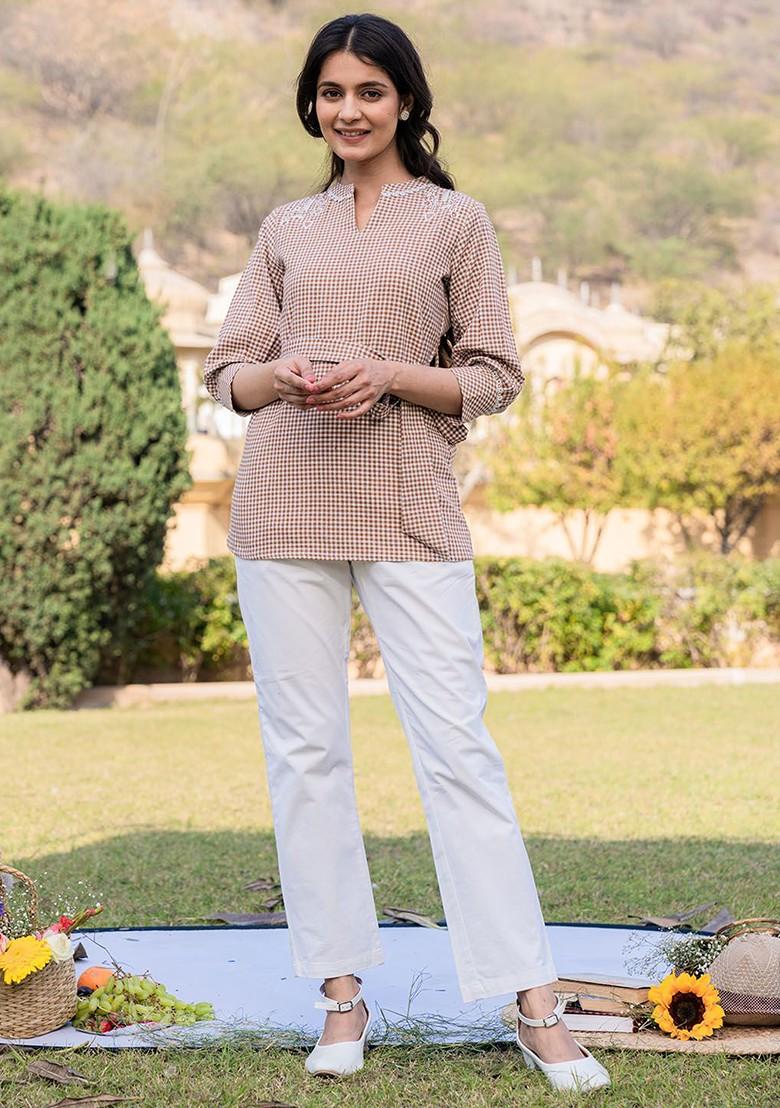 Brown Cotton Top - Indya