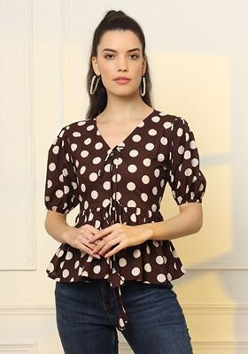 Brown Printed Cotton Top