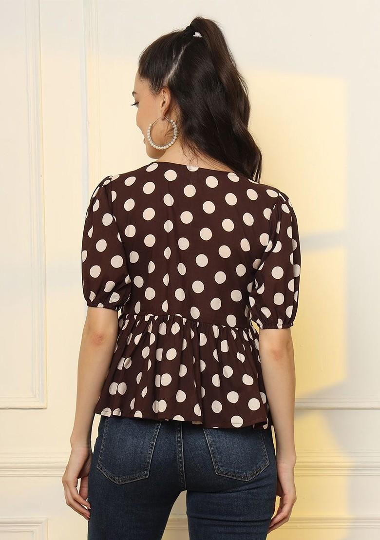 Brown Printed Cotton Top