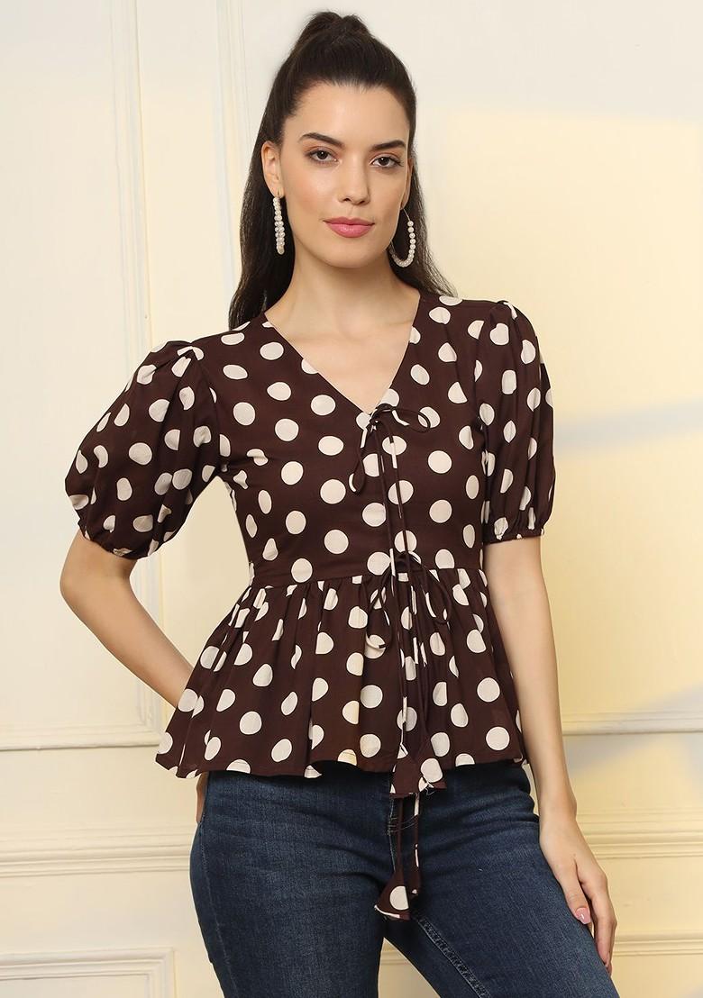 Brown Printed Cotton Top