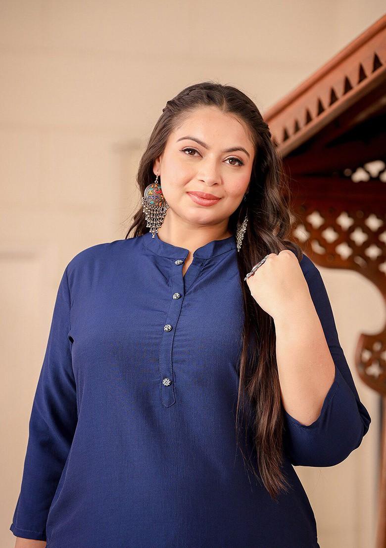 Blue Poly Blend Kurta