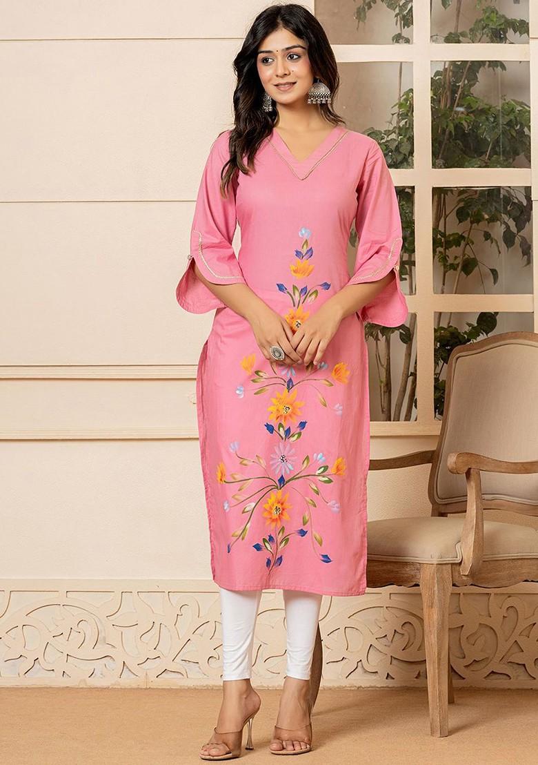 Pink  Cotton Kurta