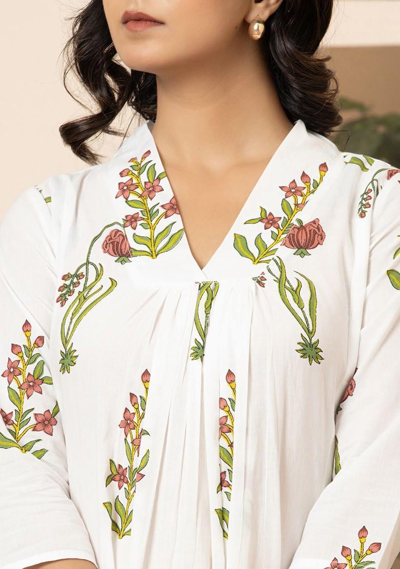 Pink Embroidered Poly Blend Kurta