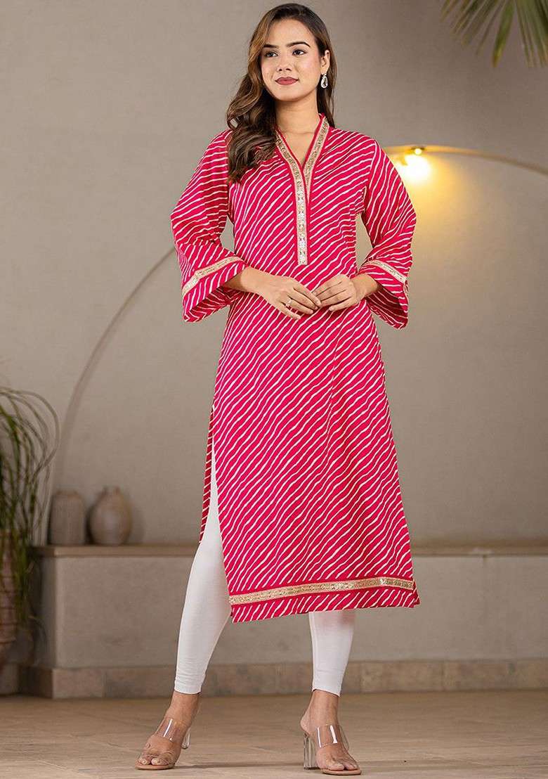 Pink Tie And Dye Blended Kurta - Indya