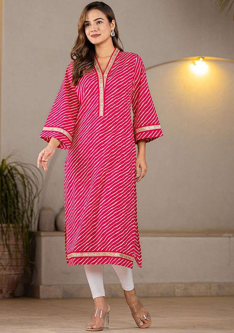 Pink Tie And Dye Blended Kurta - Indya