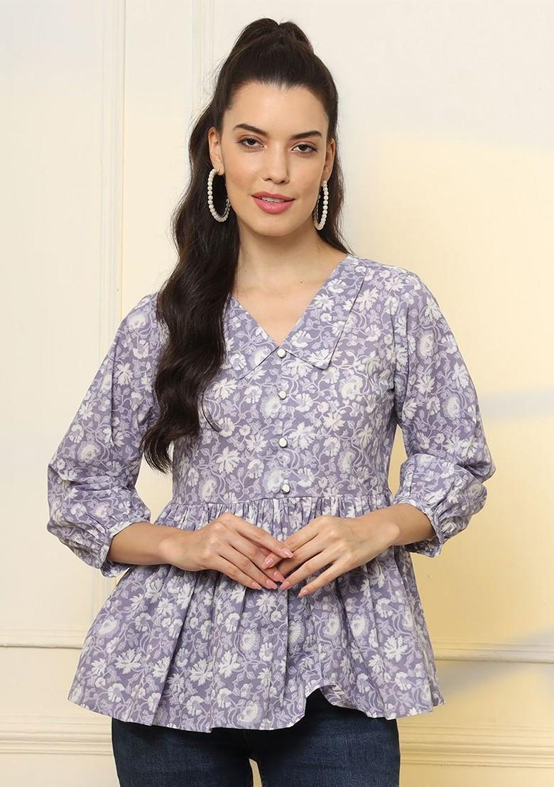Purple Printed Cotton Top