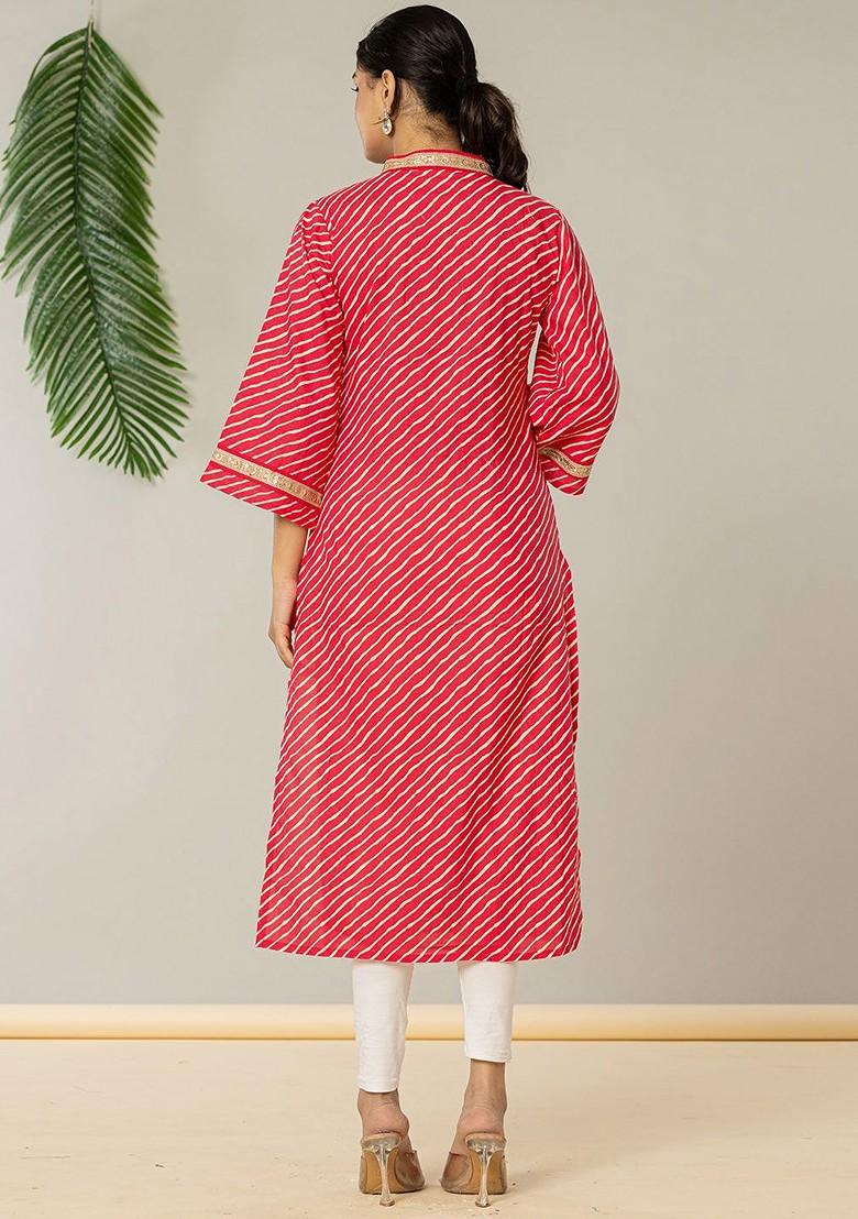 Pink Printed Cotton Kurta