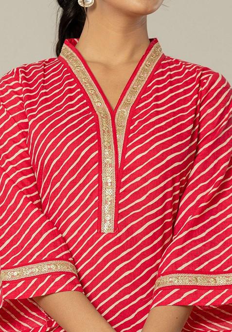 Pink Printed Cotton Kurta
