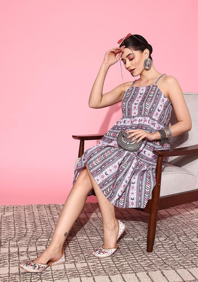 Blue Printed Cotton Anarkali Kurta