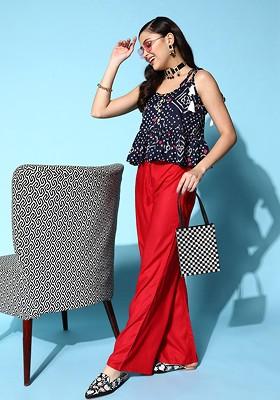 Blue Printed Cotton Top