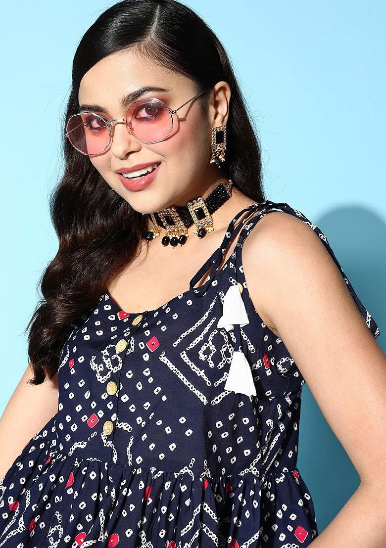 Blue Printed Cotton Top