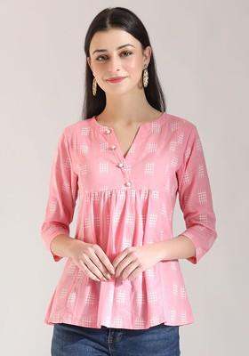 Pink Printed Cotton Top