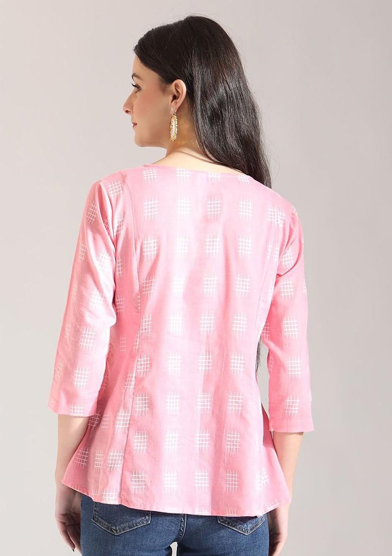 Pink Printed Cotton Top