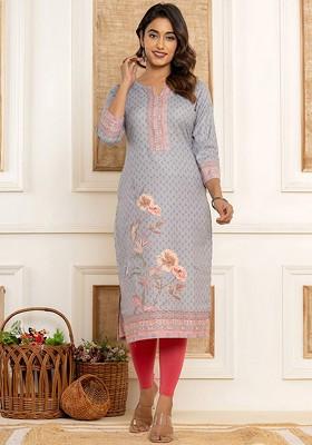 Green Printed Cotton Kurta