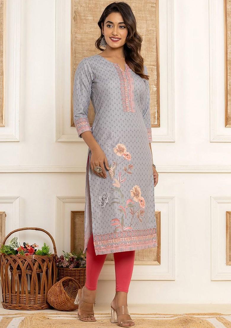 Green Printed Cotton Kurta