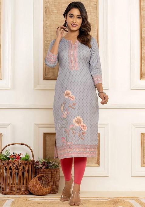 Green Printed Cotton Kurta