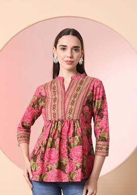 Pink Printed Cotton Top