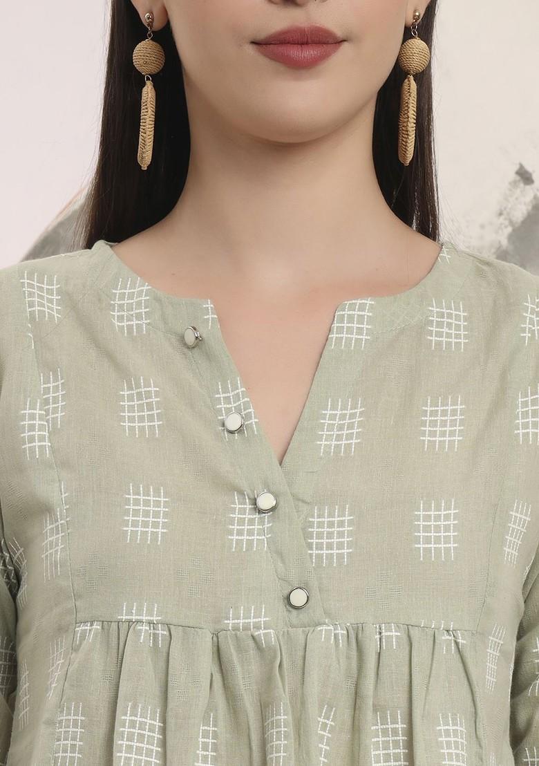 Green Printed Cotton Top