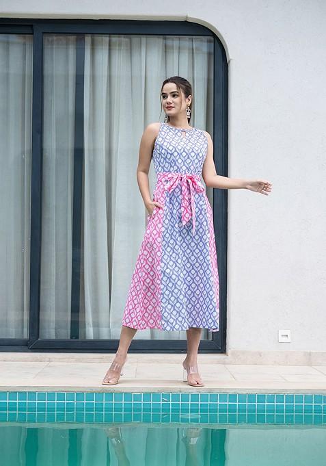 Purple Printed Blended Gown