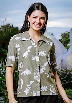 Green Printed Poly Blend Top