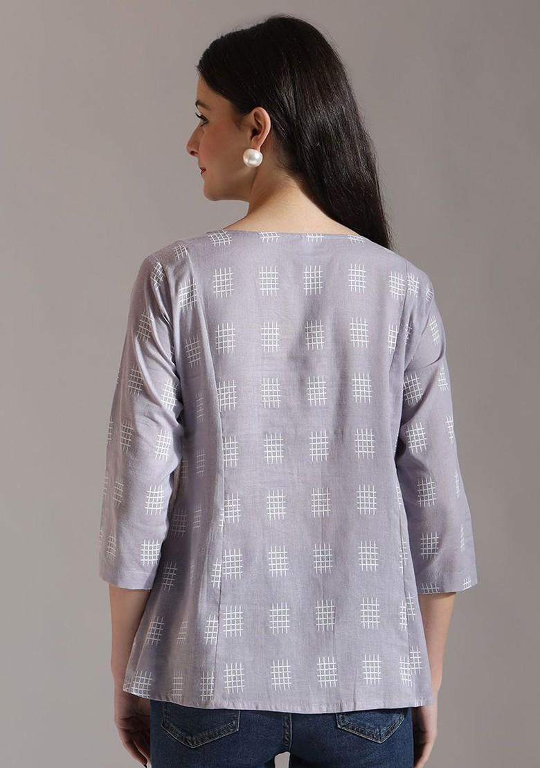 Purple Printed Cotton Top